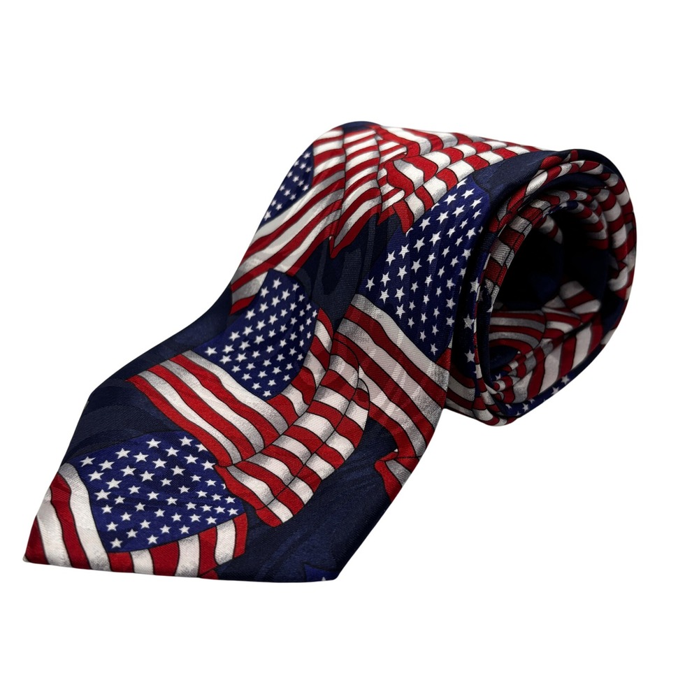 Steven Harris Hand Made American Flag Tie Patriotic USA‎ Necktie Americana